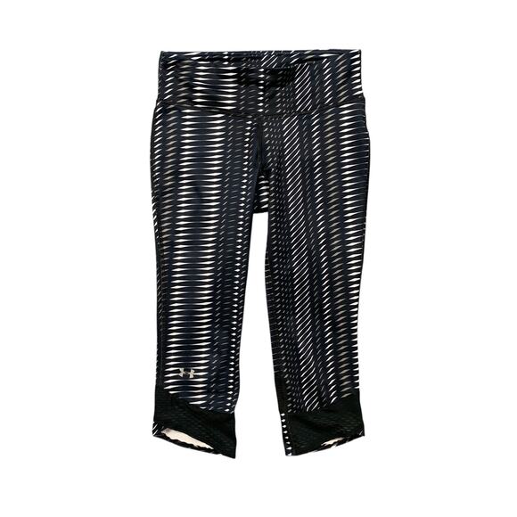 Under Armour Leggings Womens S Small Multi Mesh Panel Running Slant Hem Capri - Picture 1 of 11